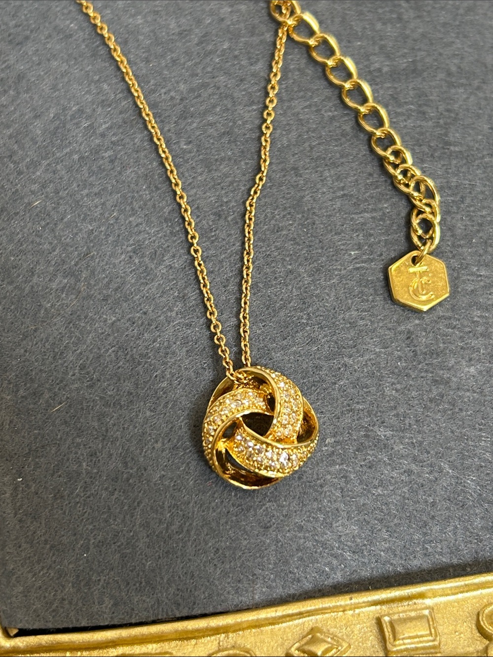 Touchstone Crystal by Swarovski Gold Knot Pendant with Swarovski Crystals